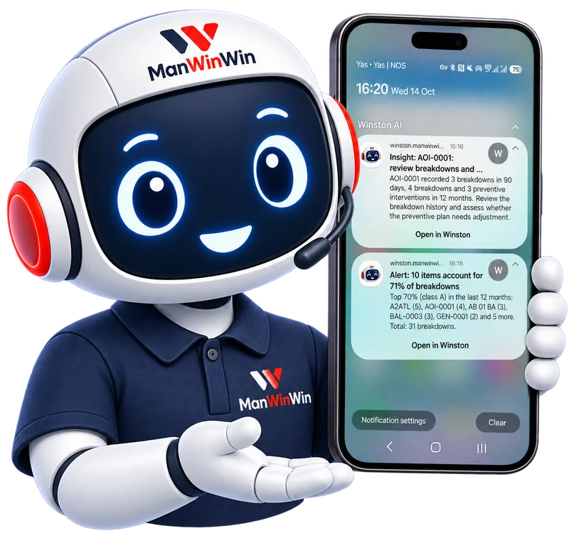 Winston showing push notifications with an insight and an alert